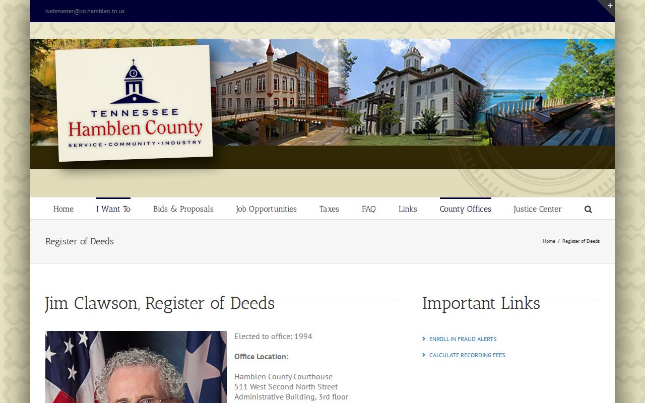 Morristown public records page for the Hamblen County Register of Deeds