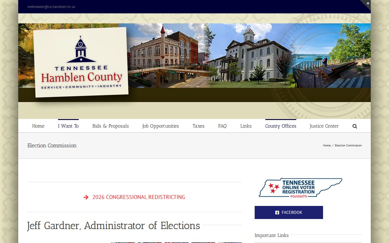 Hamblen County Election Commission page for Morristown voter registration records
